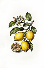 lemon with leaves