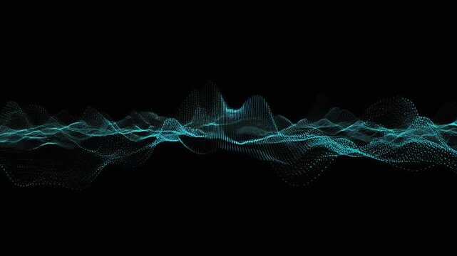 Abstract Blue Waveform Sound Visualization on Black Background. 4K Abstract Background Animation Video