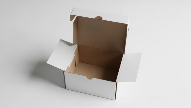 Open cardboard box on white background