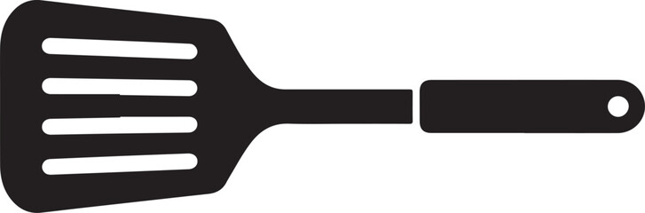 Slotted spatula kitchen utensil for cooking and serving food silhouette © Masud