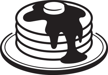 Stacked pancakes with dripping syrup in a silhouette composition