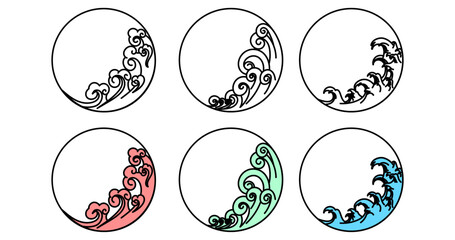 element circle ornament hand drawing chinese air water and fire