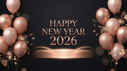 Rose gold new year celebration 3d rendered