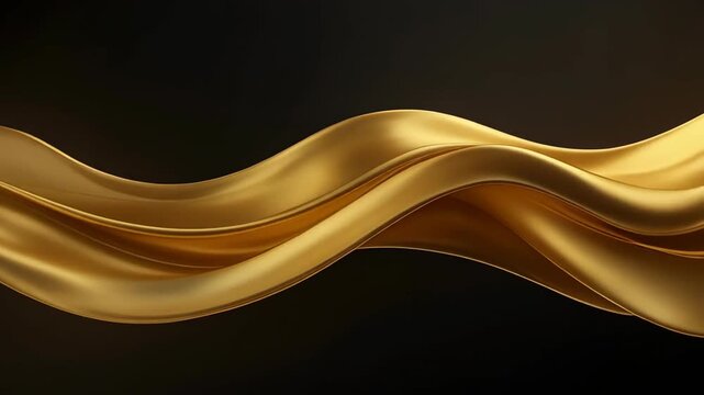 Abstract flowing golden liquid wave on a dark background. 4K Abstract Background Animation Video