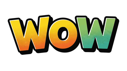 Bold Comic Style Word WOW in Vibrant Colors.