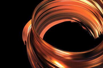 abstract golden energy strands twisting dynamically in dark abyss for futuristic wallpaper or sleek banner background