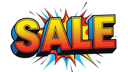 Bold Sale Text with Comic Book Style Explosion Effect. © Kelik