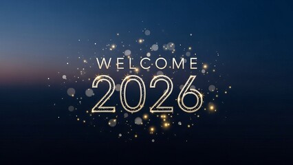 Welcome 2026 Celebration with Golden Particles