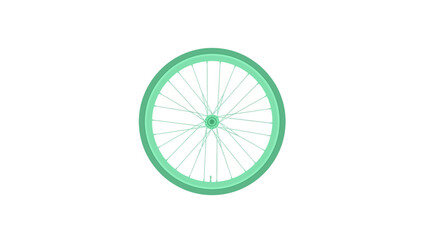 Obraz premium Mint green bicycle wheel illustration with spokes and rim on white background