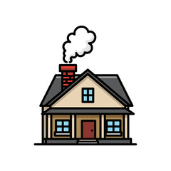 Fototapeta premium A cozy house with smoke rising from its chimney.