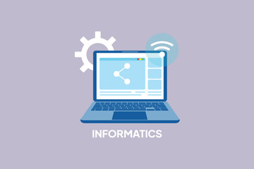 School subject informatics. School&nbsp;Subject Concept. Colored flat vector illustration isolated