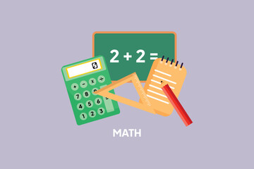 School subject mathematics. School&nbsp;Subject Concept. Colored flat vector illustration isolated