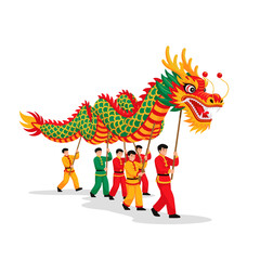 Obraz premium A vibrant display of a dragon dance parade. 