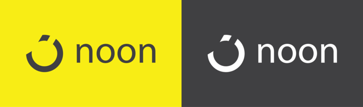 noon app logo with text on yellow and dark background, editorial use only