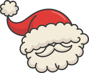 Cartoon Santa Claus Face With Red Hat And White Beard christmas holiday