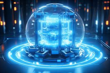 Neon blue luminescent energy core