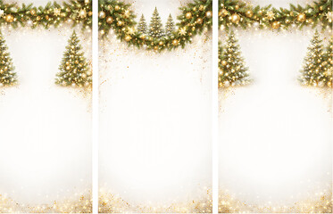 Christmas Elegant holiday celebration and Festive christmas tree with gifts on frames white background. copy space