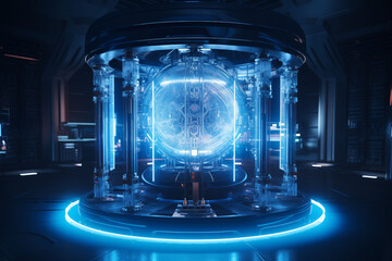 Neon blue luminescent energy core