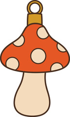 Retro Mushroom Ornament With Red Cap And White Spots decoration vintage
