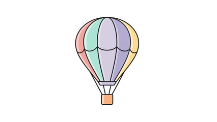 Hot Air Balloon Flying in the Sky with a Colorful Design and Basket © Khfd