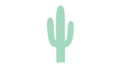 Fototapeta premium Minimalist Light Green Cactus Vector Illustration on White Background for Modern Design Elements