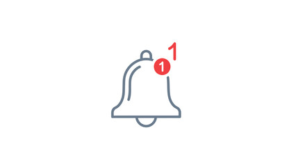 Modern minimalist notification bell icon showing a single unread alert or important digital reminder for user interfaces