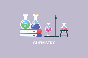 School subject chemistry. School&nbsp;Subject Concept. Colored flat vector illustration isolated