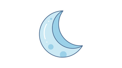 Illustration of a Crescent Moon with Circles in a Light Blue Hue