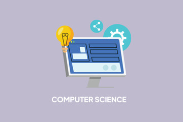 School subject computer science. School&nbsp;Subject Concept. Colored flat vector illustration isolated