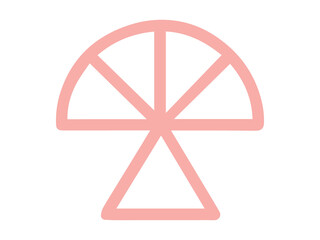 Red Geometric Icon Resembling a Stylized Mushroom or Sun Symbol graphic design