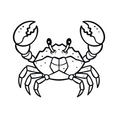 Line Crab Character Seafood Restaurant Logo Vector Template