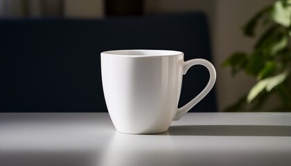 A Mockup Of An Empty White Cup Sitting On Top Of The Table