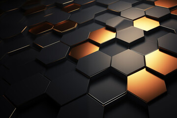 Abstract hexagonal metallic high-tech texture background.