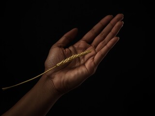 Hand holding wheat