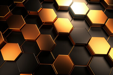 Abstract hexagonal metallic high-tech texture background.