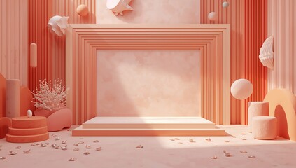 Modern Minimalist Room with Orange Decor and White Decorations