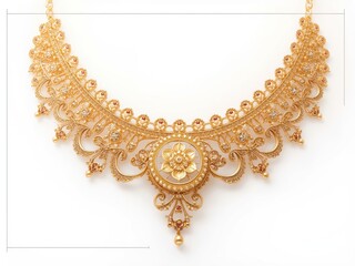 Intricate gold necklace with floral design
