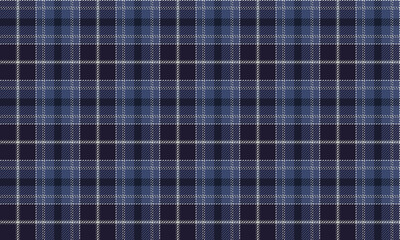 Seamless plaid fabric in dark purple, blue, and white, ideal for clothing design, skirts, trousers, dresses, and other fashion projects requiring a distinctive look.