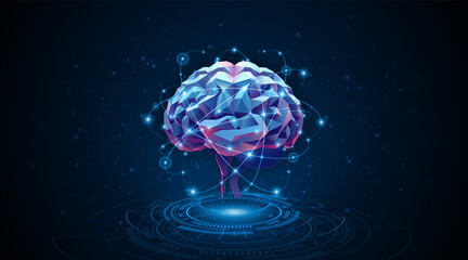 Artificial neural network or artificial intelligence brain. Digital brain science for future learning. modern technology innovation concept background
