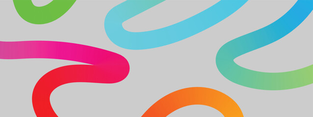 Abstract background pattern with colorful waves. Collection colorful bold curved lines with loops isolated on white.