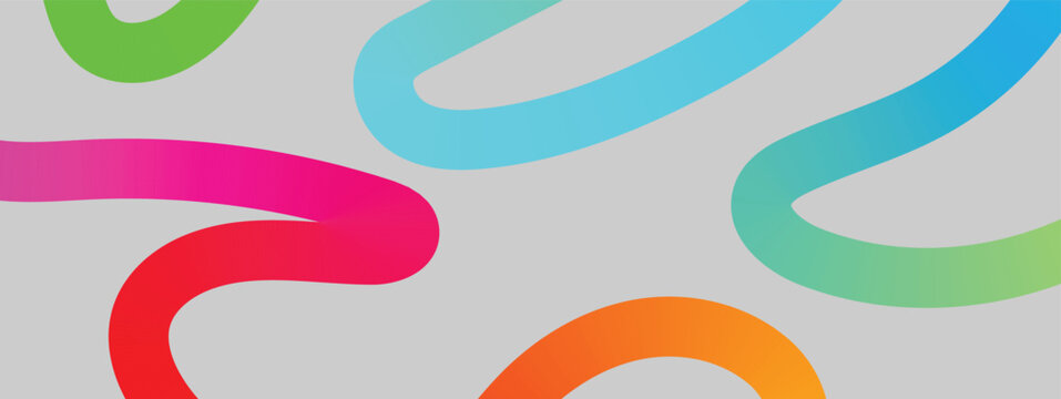 Abstract background pattern with colorful waves. Collection colorful bold curved lines with loops isolated on white.