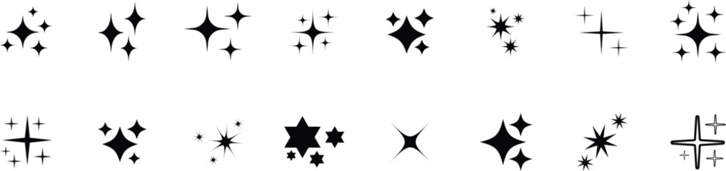 Naklejka premium Sparkles, stars and bursts icons, twinkling stars. Sparkle Icons set. Twinkle stars collection. Shine star icons. 