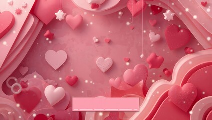 Romantic Valentines Day Background with Hearts and Stars