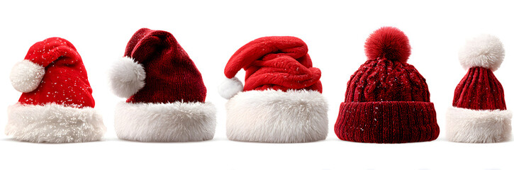 Christmas, Saint Nicholas Day, symbols - Set collection of flying santa hats, santa hat, isolated on white or transparent background png.