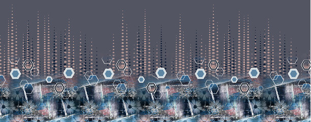 Digital Textile print design for Kurti and Shirt. hand made Neckline mughal, ethnic, floral and geometric style © ALLGOODS