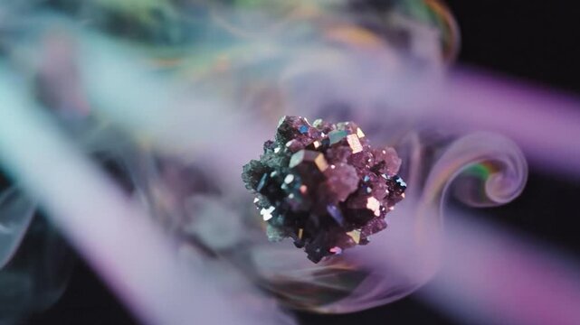 Amethyst geode cluster with sparkling crystals