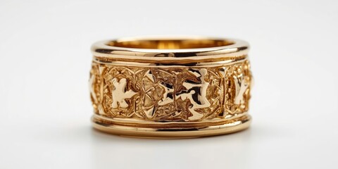 Intricate gold wedding band