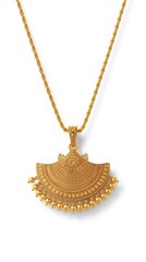 Intricate golden fan pendant necklace