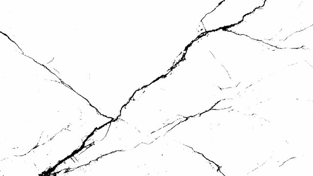 cracked marble surface with black veins and white background