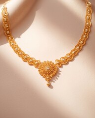 Elegant golden necklace with floral pendant